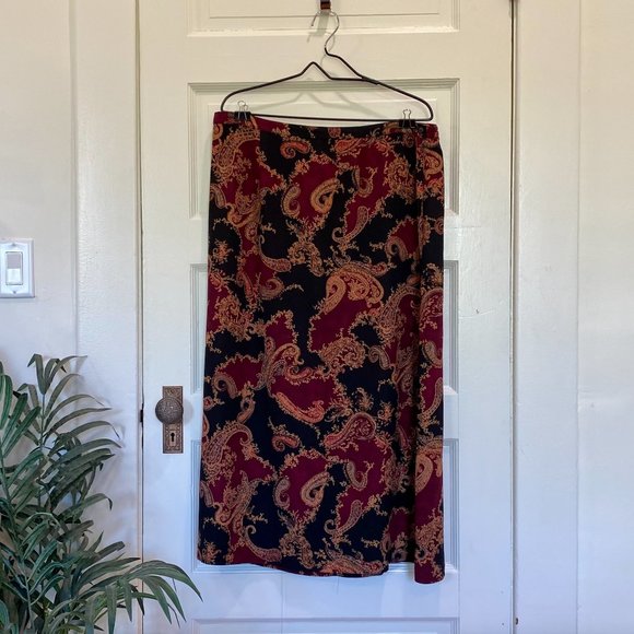 VINTAGE LAURA SCOTT || PAISLEY MAXI SKIRT - Picture 1 of 4